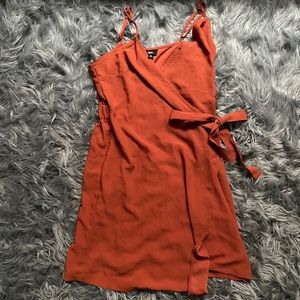 Burnt orange wrap dress